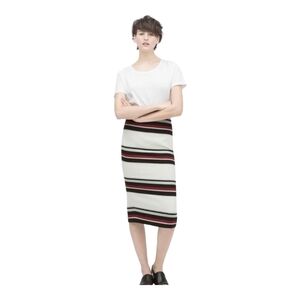 Zara Woman knit striped pencil skirt black white body con 26W